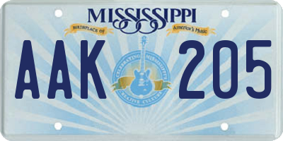 MS license plate AAK205