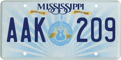 MS license plate AAK209