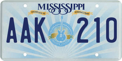 MS license plate AAK210