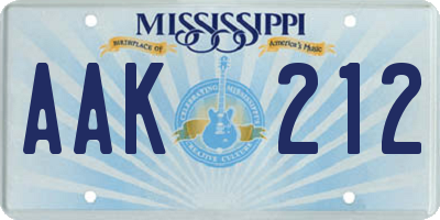 MS license plate AAK212