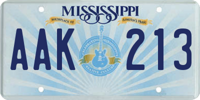 MS license plate AAK213