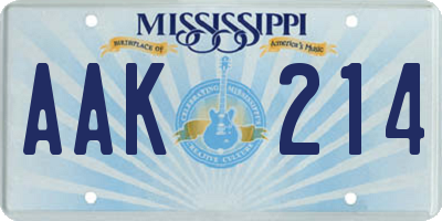 MS license plate AAK214