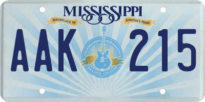 MS license plate AAK215