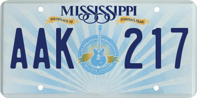 MS license plate AAK217