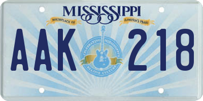 MS license plate AAK218