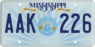 MS license plate AAK226