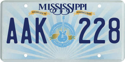 MS license plate AAK228