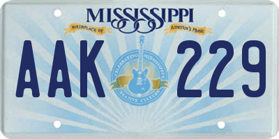 MS license plate AAK229