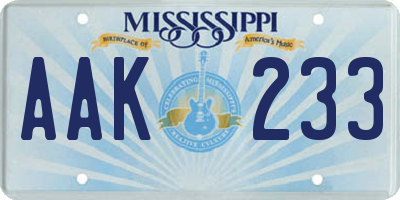 MS license plate AAK233