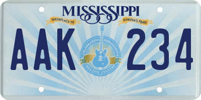 MS license plate AAK234