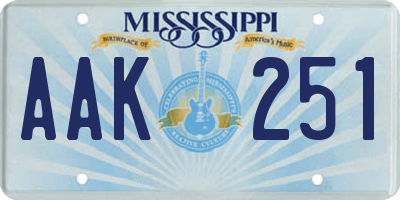 MS license plate AAK251