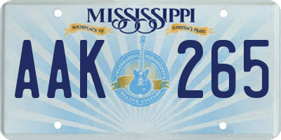 MS license plate AAK265