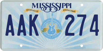 MS license plate AAK274