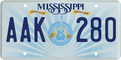 MS license plate AAK280