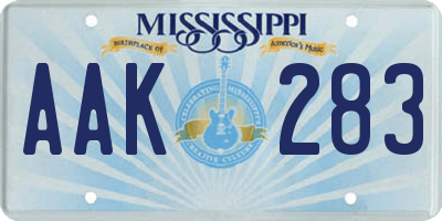 MS license plate AAK283