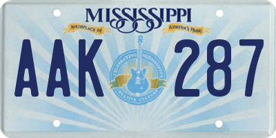 MS license plate AAK287