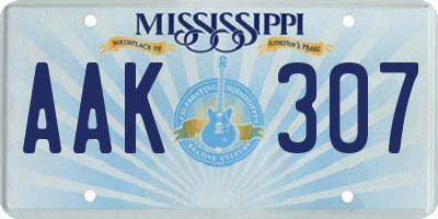 MS license plate AAK307