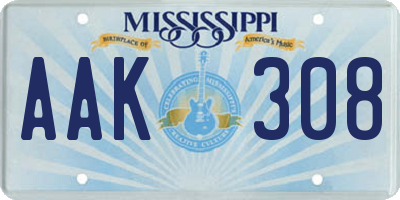 MS license plate AAK308