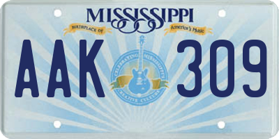 MS license plate AAK309