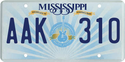 MS license plate AAK310