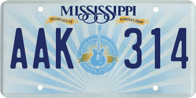 MS license plate AAK314