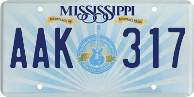 MS license plate AAK317