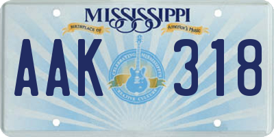 MS license plate AAK318