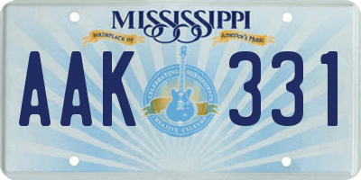 MS license plate AAK331