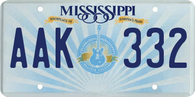 MS license plate AAK332