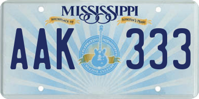 MS license plate AAK333