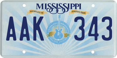 MS license plate AAK343