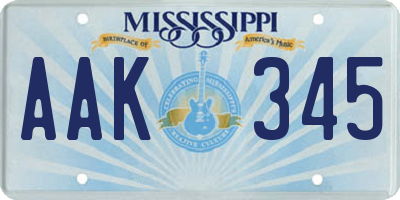 MS license plate AAK345