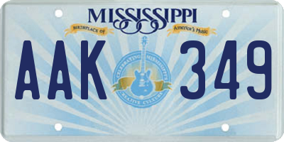 MS license plate AAK349