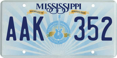 MS license plate AAK352