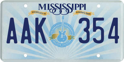 MS license plate AAK354