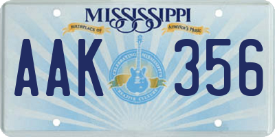 MS license plate AAK356