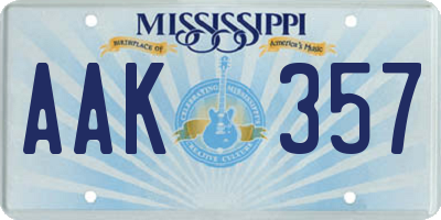 MS license plate AAK357