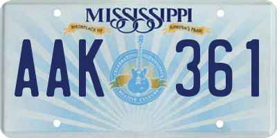 MS license plate AAK361