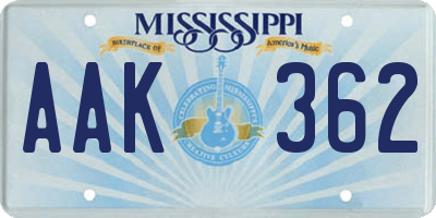 MS license plate AAK362