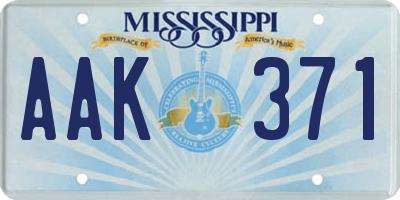 MS license plate AAK371