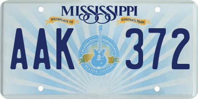 MS license plate AAK372