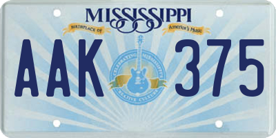 MS license plate AAK375