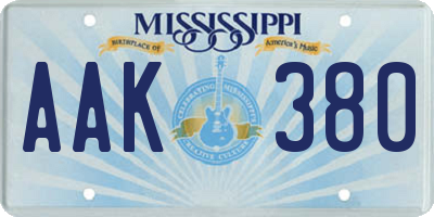 MS license plate AAK380