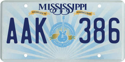 MS license plate AAK386