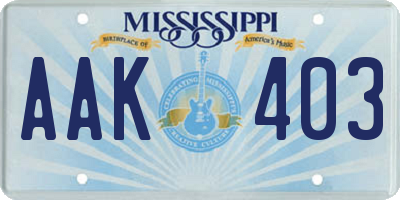 MS license plate AAK403