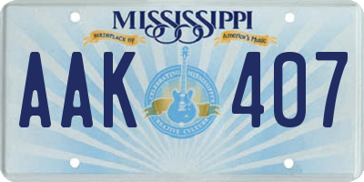 MS license plate AAK407