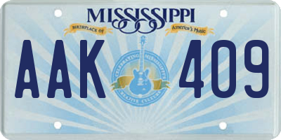 MS license plate AAK409