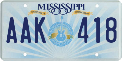 MS license plate AAK418