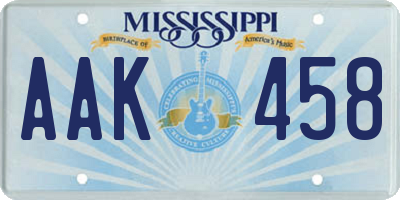 MS license plate AAK458