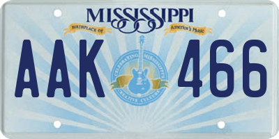 MS license plate AAK466